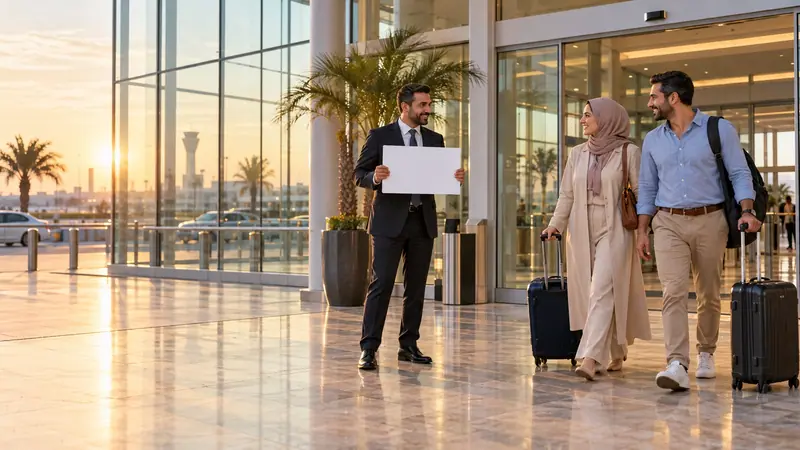 سائق يستقبل مسافرين في مطار